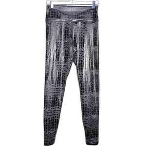 Zyia Active Black Reptile Print Leggings Women's 8-10 Shiny Yoga Athleisure